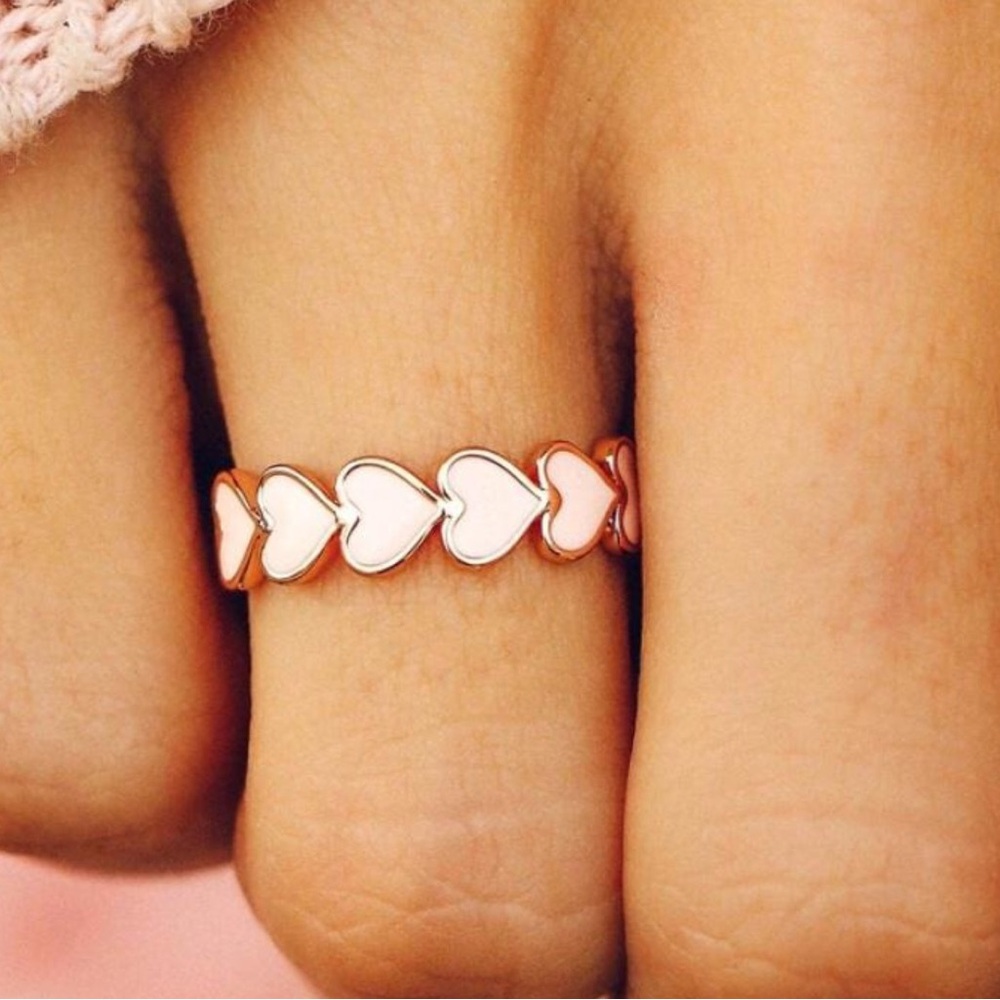Charming white hearts and Rose Gold Heart Ring